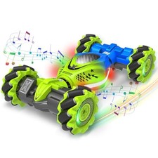 Gesture RC Car, 2.4GHz 4WD Gesture Sensing RC Stunt Car Toys for 6 Green-blue