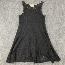 Free People Dress Womens XS Black Floral Lace Fit & Flare Sleeveless Mini Lined