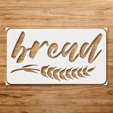 Stylized Text Bread Wheat Motif Wall Art Reusable Stencil - StencilAir
