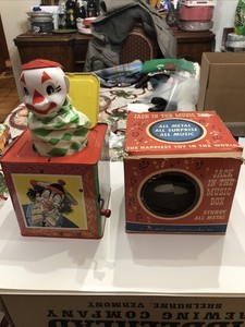50s Mattel  Toy Jack In Box Jolly Tune Clown NOT WORKING W/ Rare Original Box.
