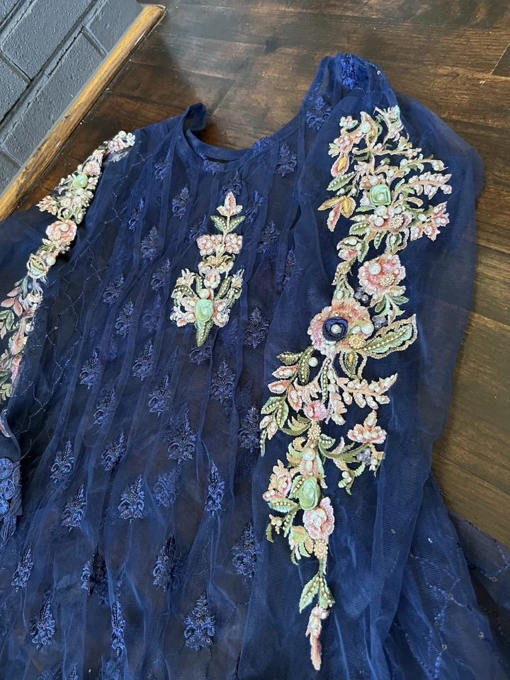 Pakistani Feraaq Ready ToWear Suits Indian Wedding Party bollywood Blue - Image 4 of 4