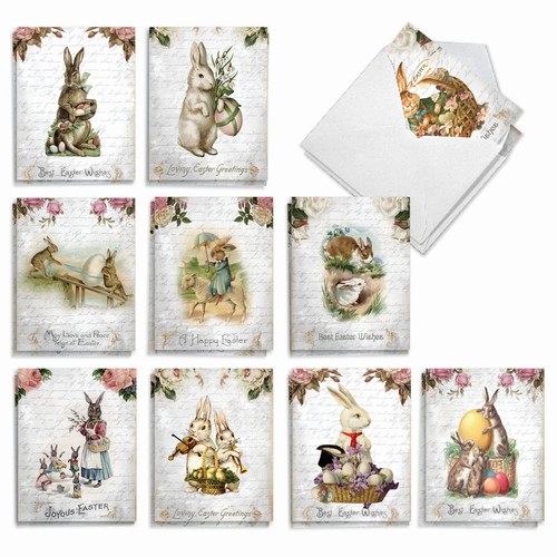 20 Assorted Easter Notecards Bulk Box Set 4 x 5.12 Inch with Envelopes (10 De...