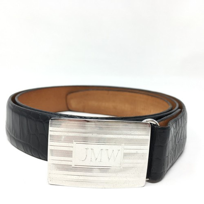 #ad Trafalgar Dress Belt Mens Size 36 Black Croc Italian Calfskin JMW Custom Buckle $47.97