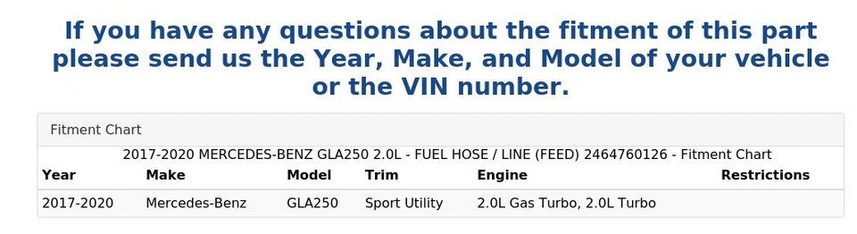 Mercedes-Benz Gla250 2017-2020 2,0 L - manguera de combustible / línea (alimentación) 2464760126 Foto 4 de 4