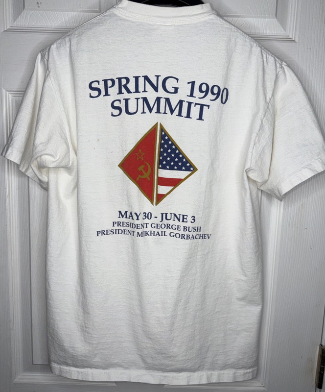 Vtg 90s Sz L George Bush Gorbachev Political Summit TShirt Washington University