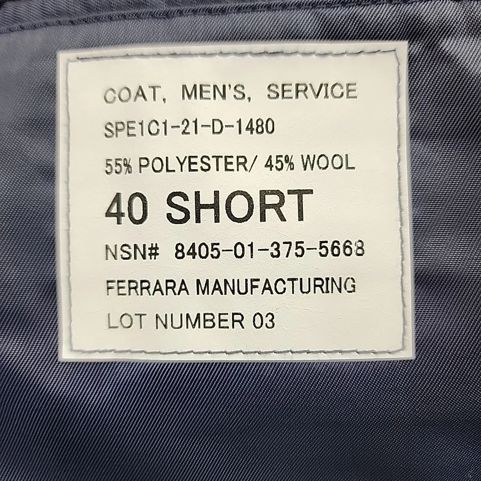 CHAQUETA ABRIGO 3 BOTONES UNIFORME PARA HOMBRE AVIADOR USAF VESTIDO DE LA FUERZA AÉREA DE EE. UU. AZUL 40 Corto Foto 4 de 4