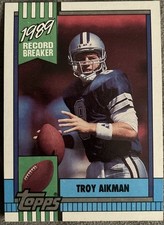 🔥 ULTRA RARE 1990 TROY AIKMAN Topps 1989 RECORD BREAKER  #3 Cowboys ROOKIE 🔥 