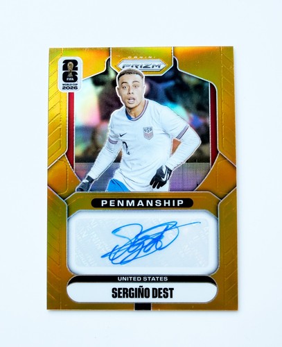 2026 Panini World Cup USA Auto Sergino Dest True Gold Prizm 2/3 - Number Match