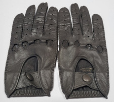 VINTAGE MISS ARIS Gray Grey LEATHER DRIVING GLOVES WOMEN'S SIZE 8 1/2