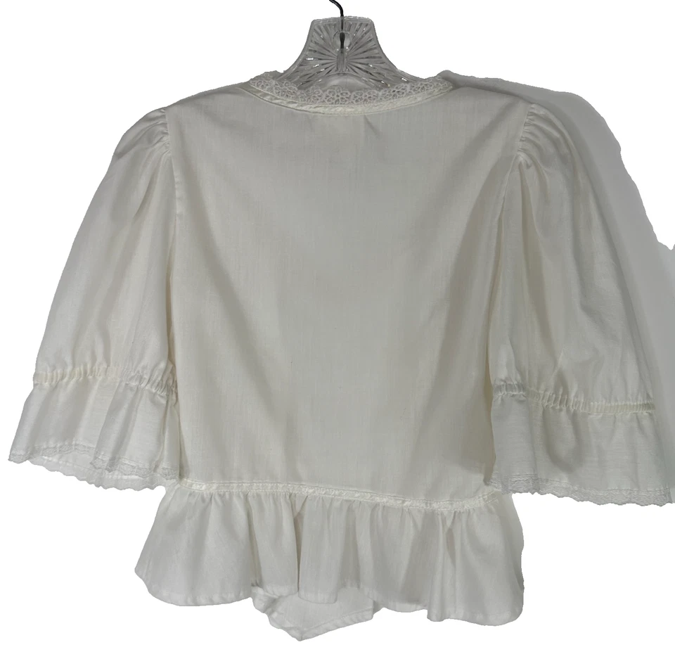 Blusa blanca Cottage Core vintage años 70 Jessica's Gunnie's San Francisco talla 7 Foto 2 de 4