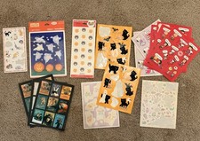 Lot of Vintage 90s Hallmark Sticker Sheets - Peanuts, Halloween, Animals, Cats