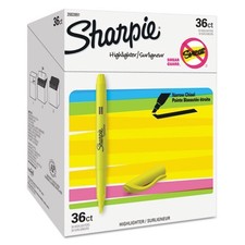 Sharpie Pocket Style Highlighter Value Pack, Yellow Ink, Chisel Tip, 36/Pack