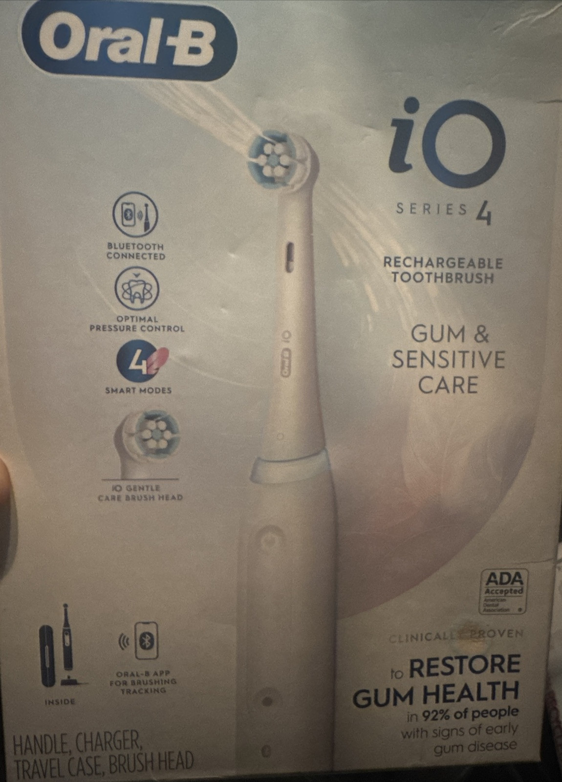 Oral-B iO Series 4 Rechargeable Electric Toothbrush with 4 Smart Modes in White Brand New