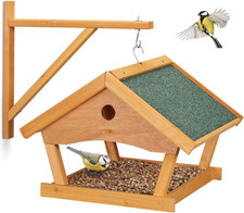 Casetta per Uccellini, Mangiatoia in Legno Dispenser Di Mangime Da Esterno, Deco