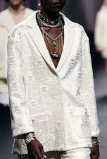 CHANEL 23P WOOL SEQUINS EMBELLISHED CC LOGO P...