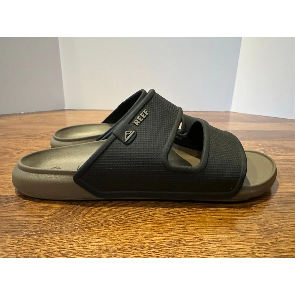 Reef Men’s Oasis Double Up Slides Black/Gray Size 9 – Beach Vibes Comfort - Image 2 of 4