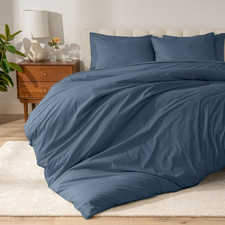 100 Organic Cotton Extra Long Duvet Cover Set - Crisp Percale Weave - Lightweig