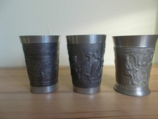 3 x Zinnbecher Becher == 1 x mit Schw&auml;bisch Gm&uuml;nd Einhorn == BMF u.a.