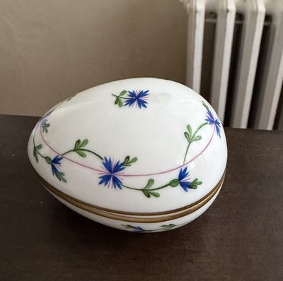 Herend Blue Garland Porcelain Egg Trinket Box Hungary