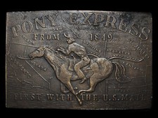MG15138 VINTAGE 1970s PONY EXPRESS FIRST WITH THE US MAIL BELT BUCKLE