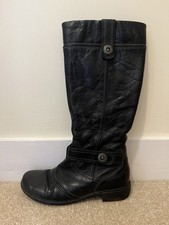 Women’s Black Leather Camel Active Calf Length Boots