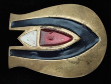 QK03138 VINTAGE 1970s  ABSTRACT SHAPES  ART FASHION SOLID BRASS BELT BUCKLE