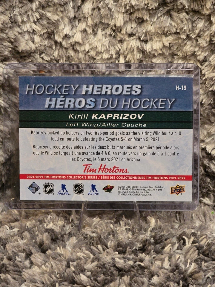 2021-22 Upper Deck Tim Hortons Kirill Kaprizov Hockey Heroes #H-19 - Image 2 of 2