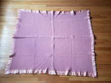 Vintage Mitin 100 Virgin Wool Waffled Blanket Satan Trim Pink - Mauve 68x57"