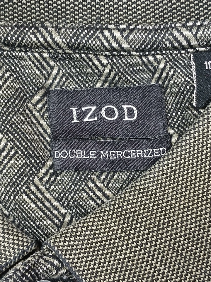 Camisa Polo IZOD Para Hombre L 100% Algodón Tejido Geométrico Patrón De Colección Informal 23x28 Foto 3 de 4