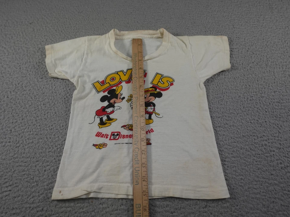 Camisa De Colección Disney Mickey Minnie Juventud 8 Blanco Love Is Walt Disney World Años 70 Foto 4 de 4