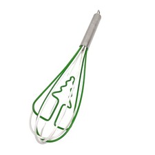Festive Holiday Silicone Whisk White and Green Christmas Tree Stainless Handle