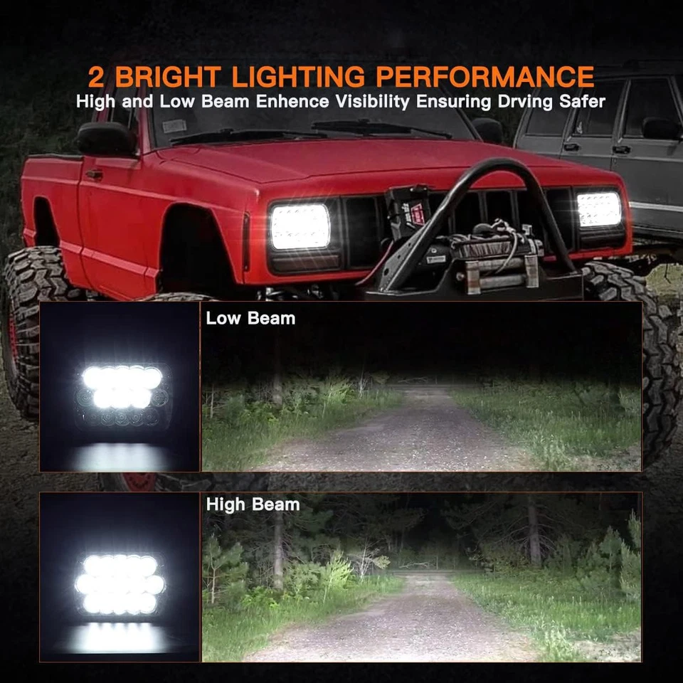 Par de faros LED 5x7" 7x6" haz alto bajo para camioneta 1983-1997 cuerpo duro Foto 3 de 4