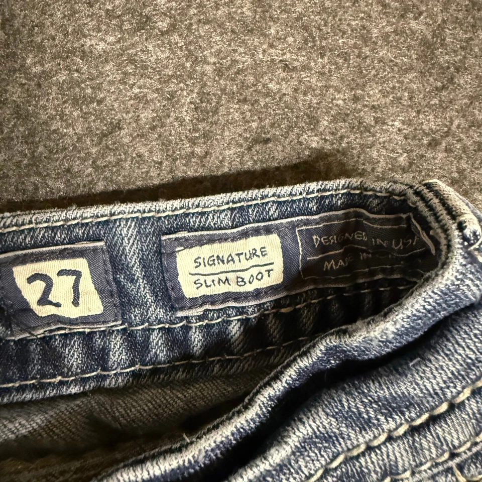 Pantalones de mezclilla Miss Me Signature ajustados para mujer talla 27 bolsillos adornados azul Foto 2 de 4