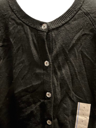 Cat And Jack Girls Sweater Black Button Up Heart L 10/12 - Picture 2 of 3