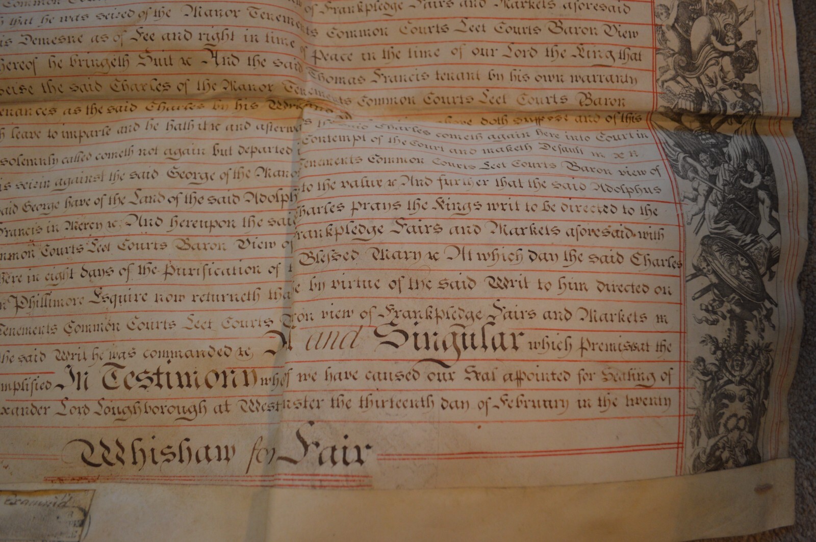 LARGE VELLUM RECOVERY INDENTURE HISTORICAL DOCUMENT HERTS 111