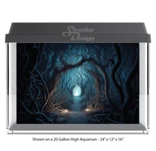 Dark Enchanted Forest Polyester Fish Tank Glass Backdrop Aquarium Background