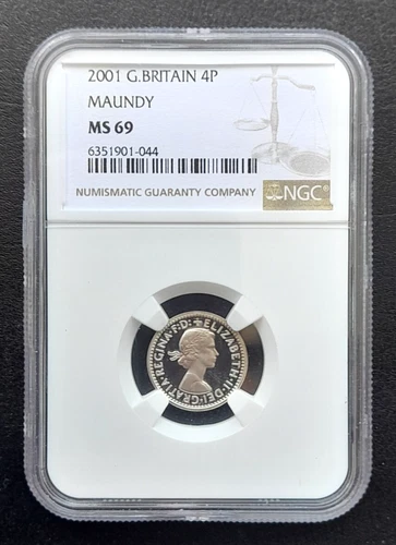 2001 Great Britain MAUNDY 4p Four Pence. Elizabeth II: NGC MS69
