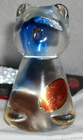 Vintage Murano Italy Art Glass 3” Cat Figurine Venetian Cobalt Blue with Gold