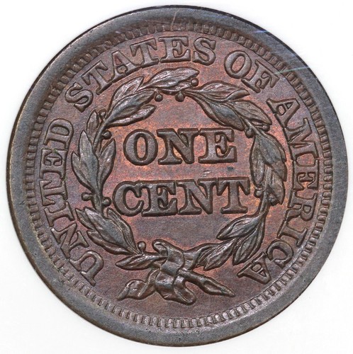1849 1c N-7 Braided Hair Large Cent NGC MS 64 BN EX; Jules Reiver - Picture 2 of 5