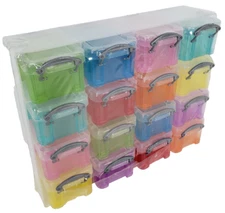 Really Useful Box 16x0.14 Litre Plastic Storage Box Organiser Clear & Assorted