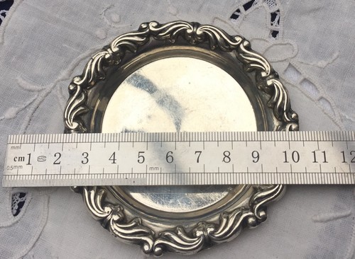 Vtg EGYPTIAN Heavy SOLID 900 SILVER Nut/Sweet/glass/bottle COASTER/DISH. 46g - Picture 7 of 7