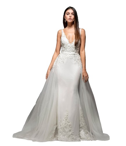 Lazaro Wedding Dress, size 2, ivory and champagne gold, perfect condition |  eBay