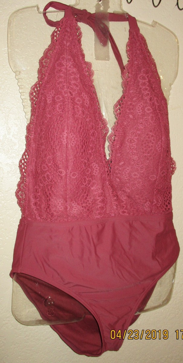 Maillot De Bain Une Pièce Femme Xhilaration Dentelle Plongeante - Taille S, Couleur Sedona, Neuf Avec étiquettes