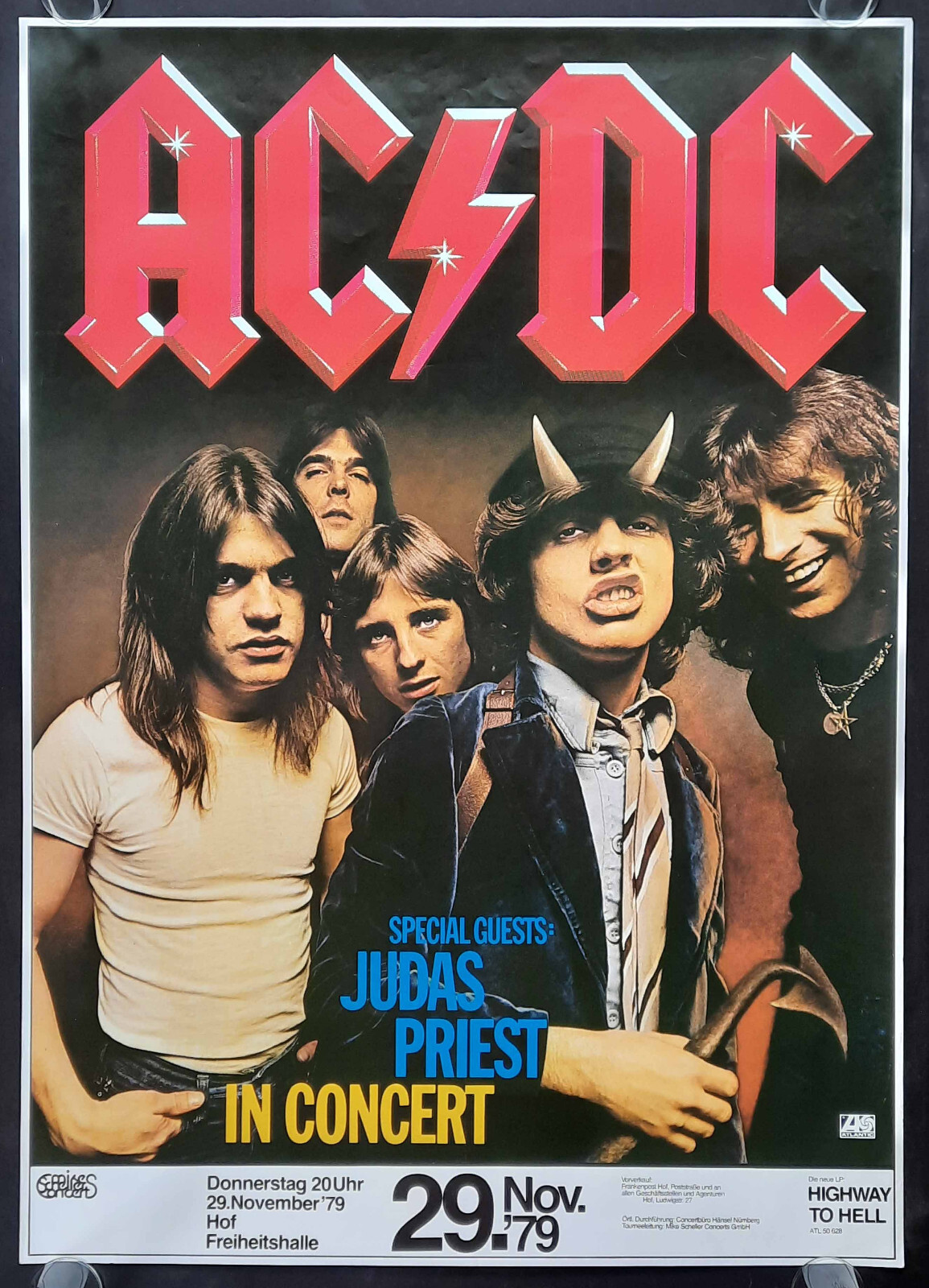 1979 AC/DC Concert Poster Nov 29th Hof Germany 1st print | eBay
