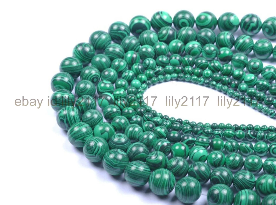 Красивый зеленый малахит круглый драгоценный камень россыпью ювелирные изделия сделай сам 15» 4/6/8/10/12 мм - Изображение 2 из 3