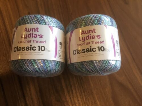 Aunt Lydia's Classic Cotton Crochet Thread Size 10~Lot Of 2~Ocean - Art - 154