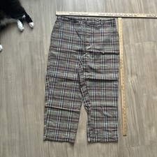 Vintage Button Closure Plaid Pants 36
