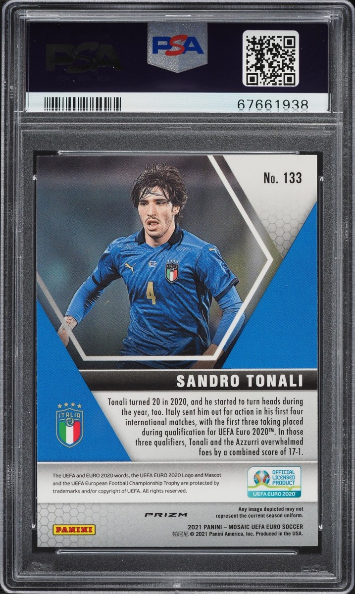2020 Panini Mosaic UEFA Euro Peacock Choice Sandro Tonali #133 PSA