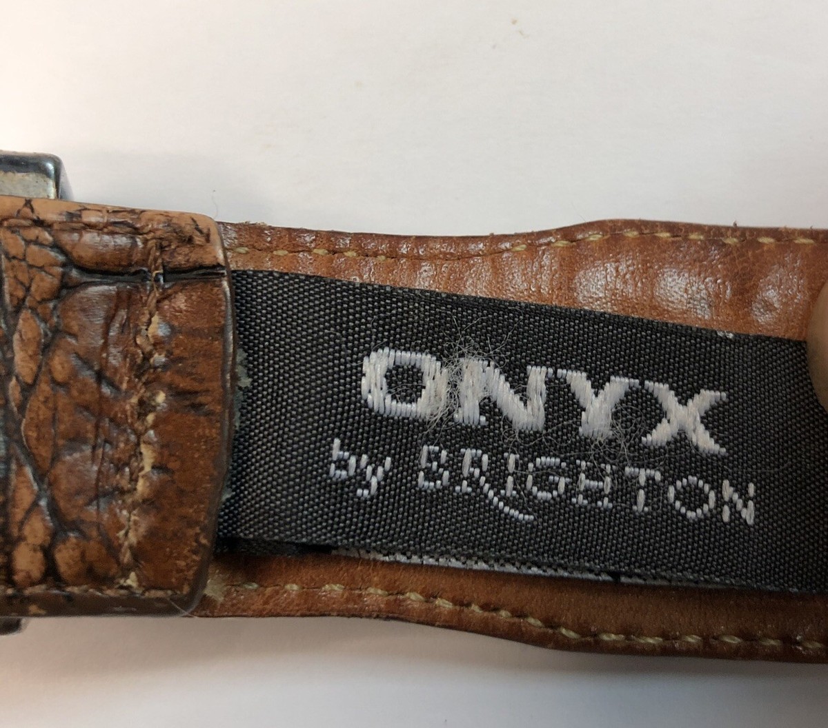 Onyx by Brighton Brown Croc Embossed Leather Western Belt Silver Hardware 36 Brighton Onyx Men main image 2