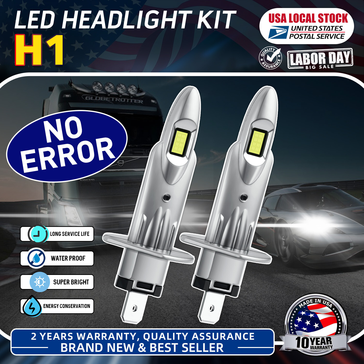 CANbus H1 LED Headlight Bulb Conversion Kit 6000K White For 02-10 Hyundai Sonata